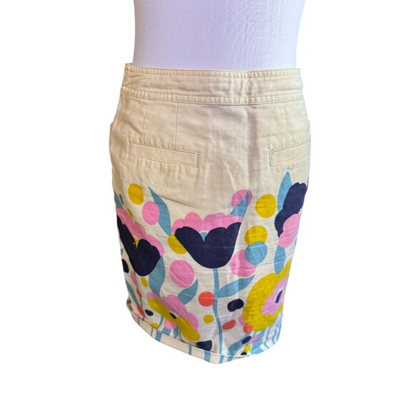 Retro Boden Floral Cotton Skirt With Side Zipper & Pockets Size US 4 - Picture 8 of 8